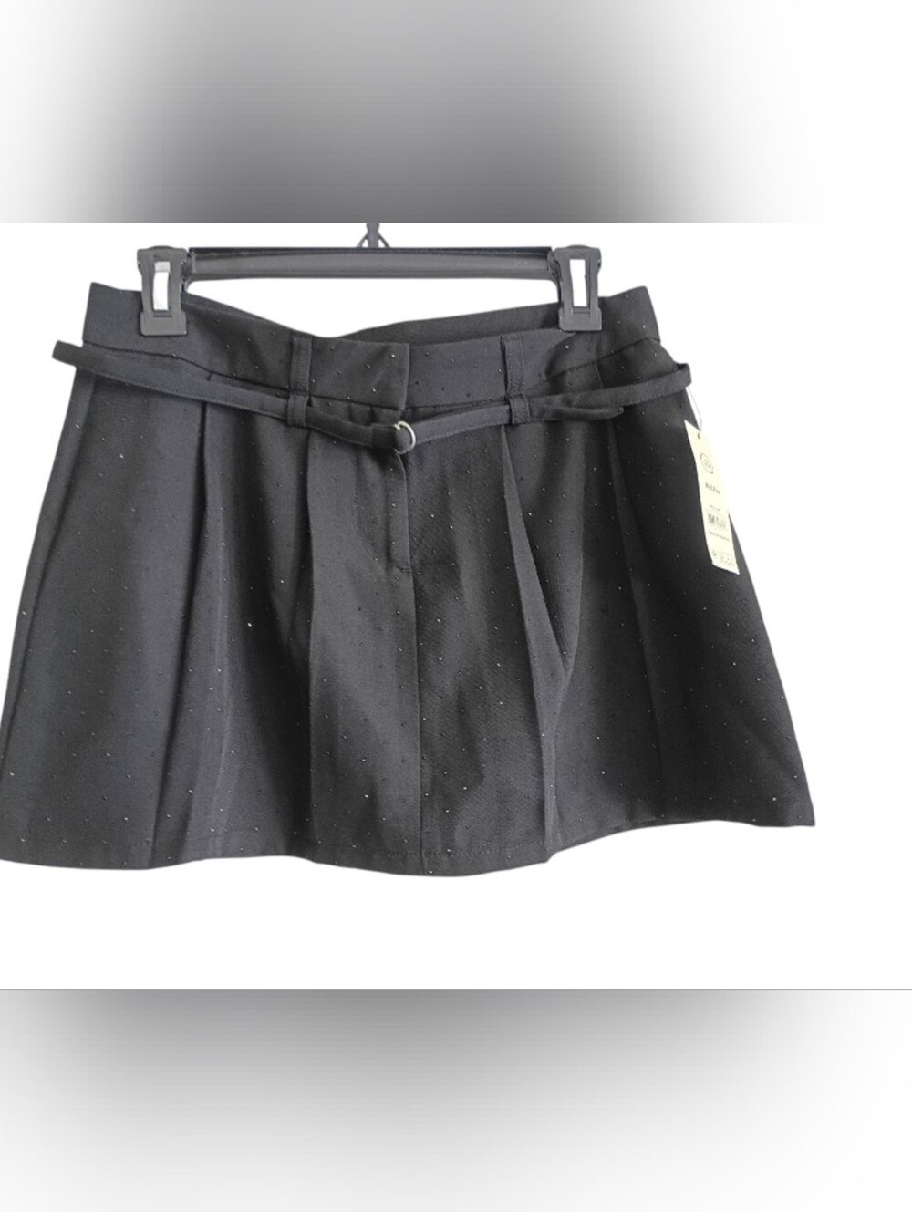 No Boundaries Black Mini Skirt with Studded Trim Pleated SZ XS NWT